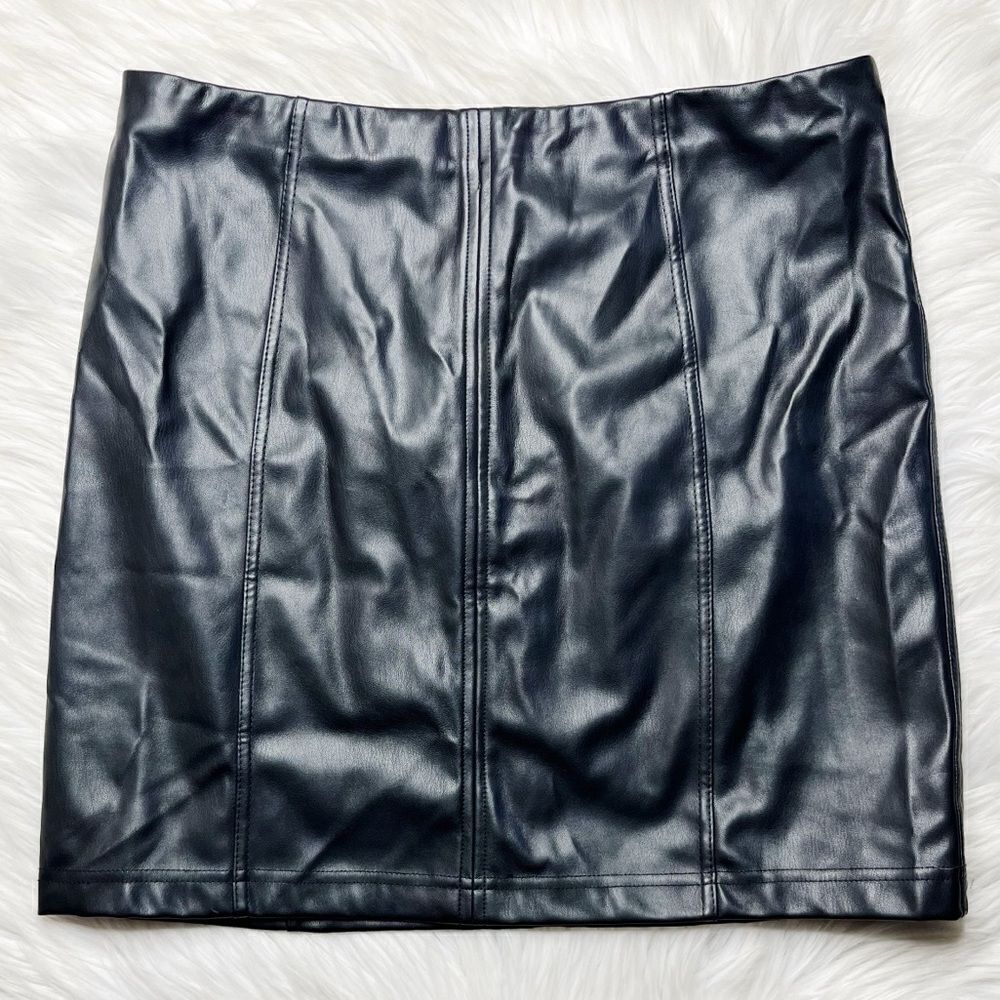 Altar'd state Faux Leather Mini Skirt Black Size Large